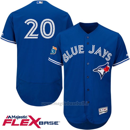 Maglia Baseball Uomo Toronto Blue Jays Josh Donaldson 20 Blu Flex Base Autentico Collezione On Field Allenamento Primaverile
